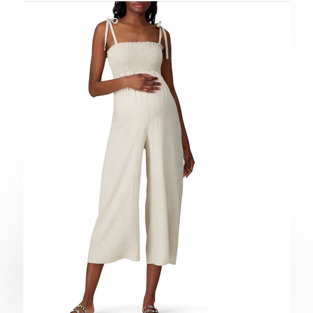 Show me your Mumu Maternity Cream Parton Jumpsuit